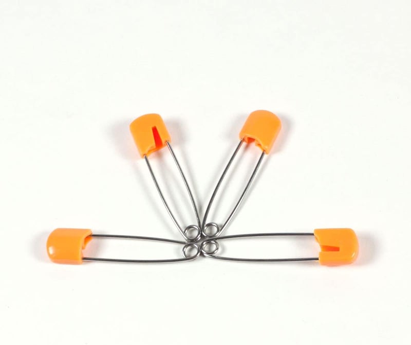 OsoCozy Cloth Diaper Nappy Pins 4 Packs - 4 Stainless Steel Safety Pins with Locking Plastic Heads. Durable, Safe and Cute 2.2 Inches Long (Orange) - Image 1