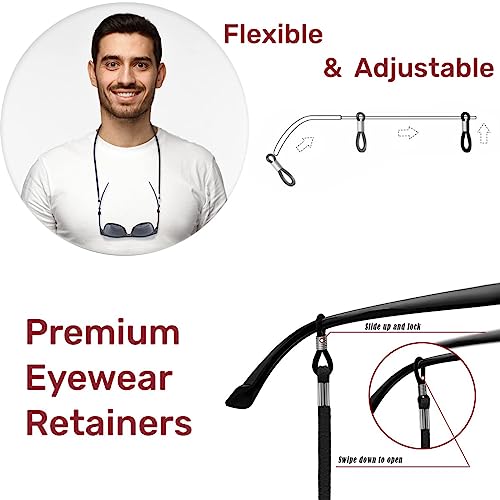 Fapiwen Eyeglasses Holder Straps Cord:2Pcs Glasses Strap Sports Eyeglass Strap,Adjustable Sunglasses Lanyard Neck Holders Cord Retainer,Anti-slip Eyeglass Lanyard,Sport Unisex Sunglasses Eyeglass Chains - Image 5