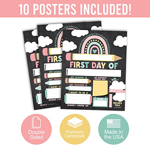 Hadley Designs First Day of School Sign – 10 Double-Sided First and Last Day Boards, 8x10 Back to School Photo Prop for Kids, Preschool, Kindergarten and Elementary, Boho Chalk Theme - Image 5
