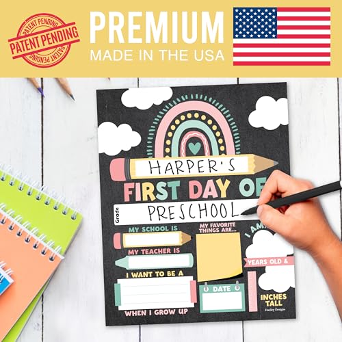 Hadley Designs First Day of School Sign – 10 Double-Sided First and Last Day Boards, 8x10 Back to School Photo Prop for Kids, Preschool, Kindergarten and Elementary, Boho Chalk Theme - Image 3