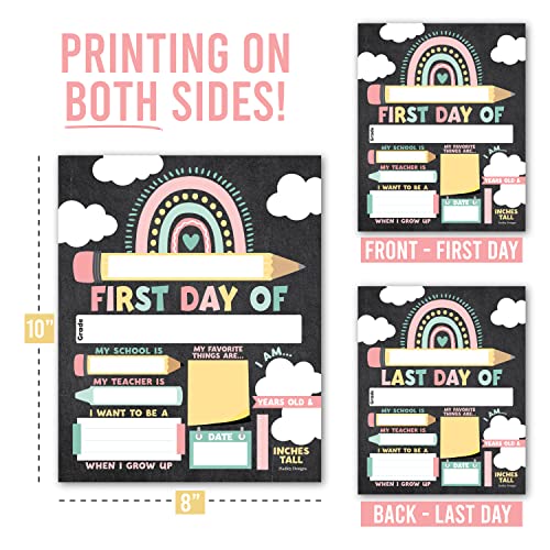 Hadley Designs First Day of School Sign – 10 Double-Sided First and Last Day Boards, 8x10 Back to School Photo Prop for Kids, Preschool, Kindergarten and Elementary, Boho Chalk Theme - Image 4