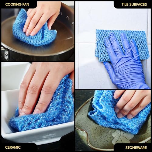 The Crown Choice Non Scratch Dish Scrubbers for Cleaning Dishes (3PK) - Reusable Kitchen Sponge - Replace Dish Sponges for Washing Dishes - Best Household Scrubbing Pad & Alternative Dishwashing Scrub Pads Supplies - Image 4