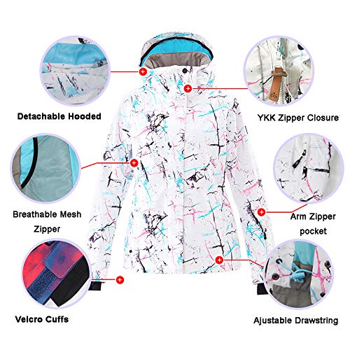 GS SNOWING Women's Ski Jackets and Pants Set Windproof Waterproof Insulated Snowsuit Winter Warm Snowboarding Snow Coat Black M - Image 5