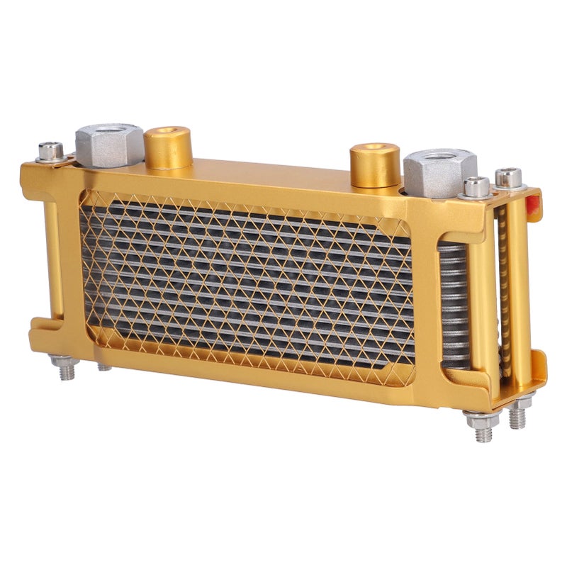 Motorcycle Oil Cooler: Gold Frame, 12x1.25 Threaded Interface, 30-40℃ Fast Cool Down - Engine Oil Cooler for Off Road Dirt Bike, ATV, Trail Bike - Image 2