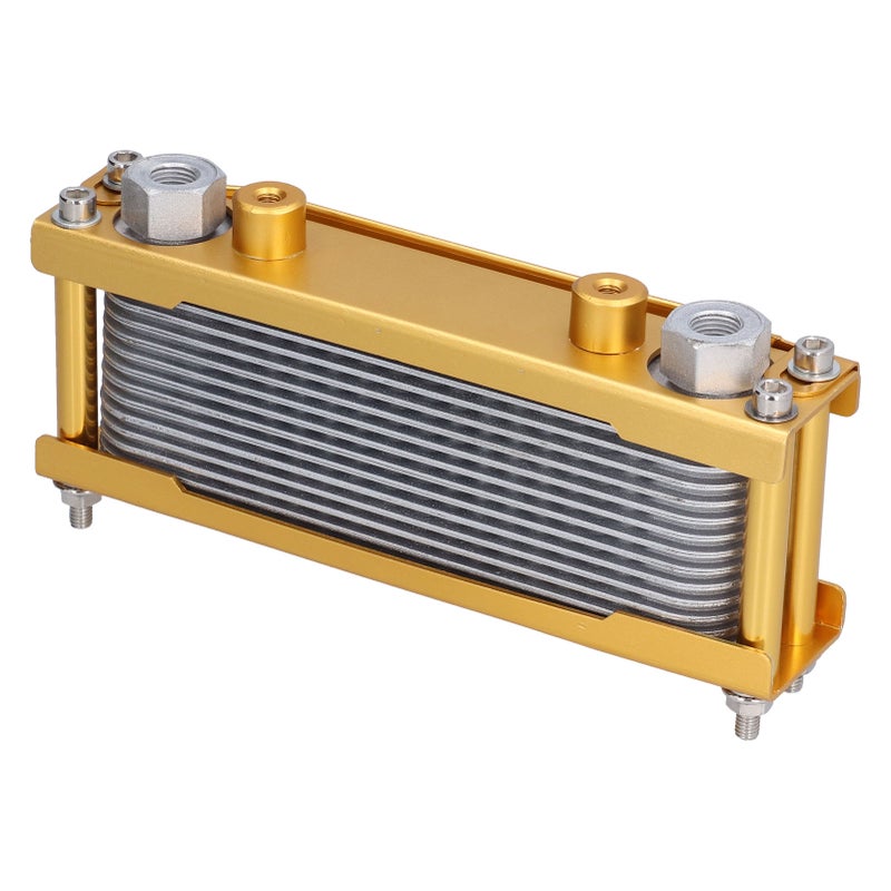 Motorcycle Oil Cooler: Gold Frame, 12x1.25 Threaded Interface, 30-40℃ Fast Cool Down - Engine Oil Cooler for Off Road Dirt Bike, ATV, Trail Bike - Image 4
