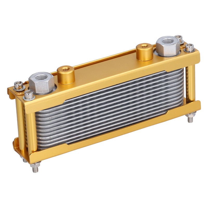 Motorcycle Oil Cooler: Gold Frame, 12x1.25 Threaded Interface, 30-40℃ Fast Cool Down - Engine Oil Cooler for Off Road Dirt Bike, ATV, Trail Bike - Image 3