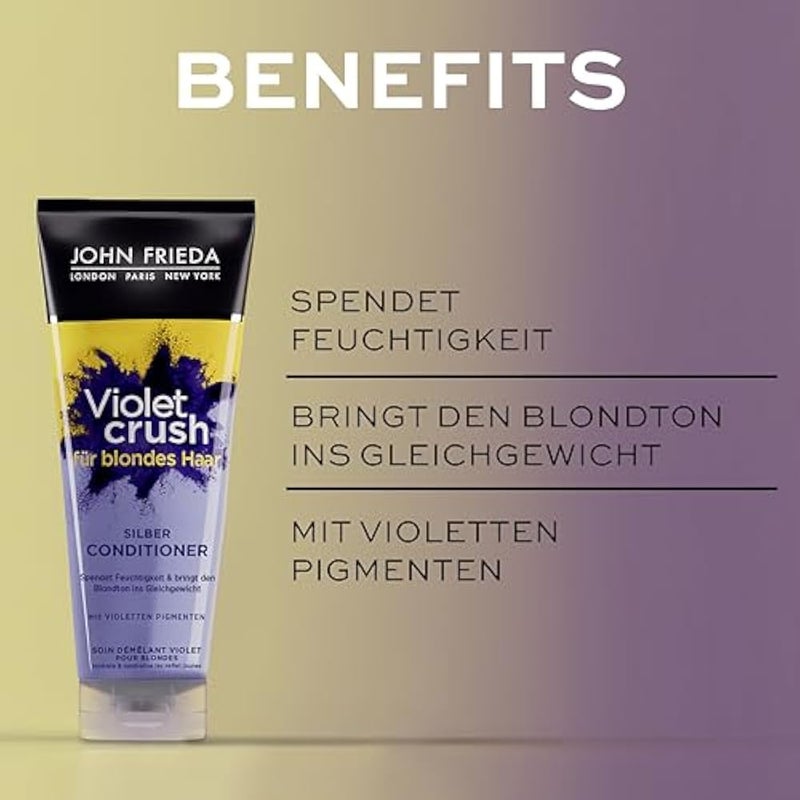 John Frieda Violet Crush for Blondes Toning Conditioner for Blonde Hair, Purple Conditioner for Blondes 250 ml - Image 4