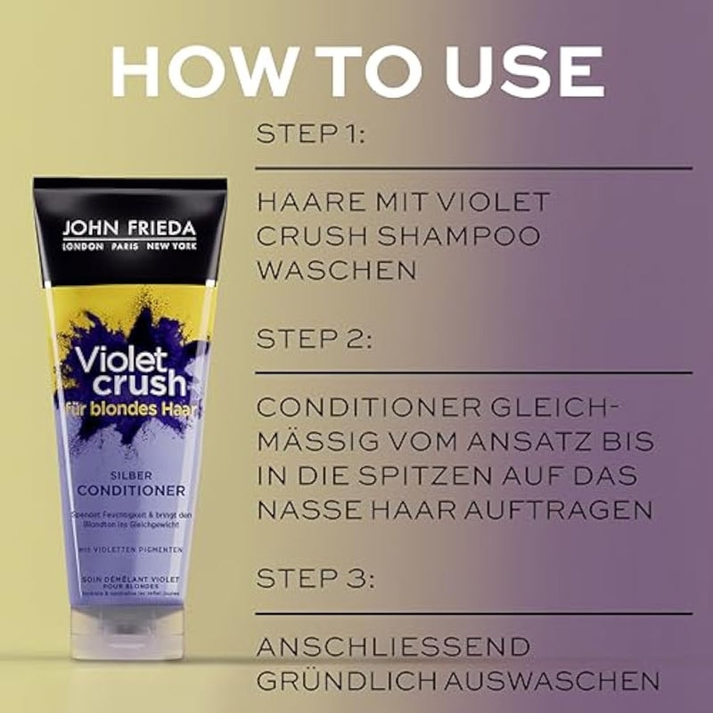 John Frieda Violet Crush for Blondes Toning Conditioner for Blonde Hair, Purple Conditioner for Blondes 250 ml - Image 5