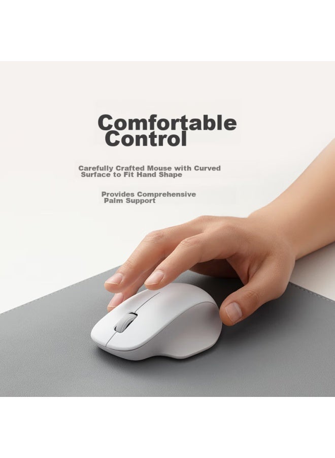 إم آي Xiaomi Wireless Comfort Mouse، 2.4g Wireless، خفيف الوزن، هادئ للمكتب، ماوس مكتبي، ماوس لليد اليمنى، مع مستقبل لاسلكي نانو، أبيض عادي ورمادي - Image 2