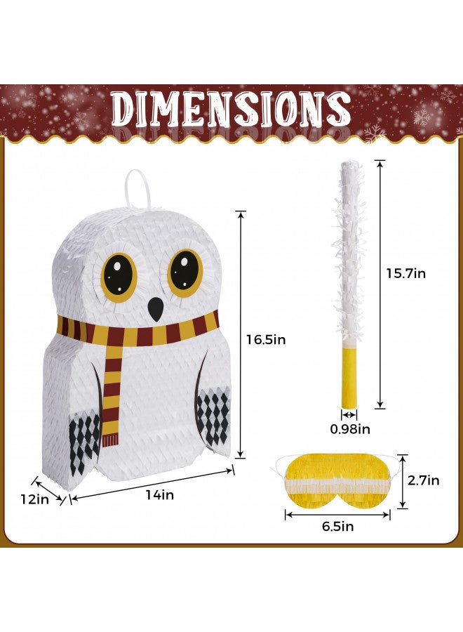 BIRCHIO Small Owl Pinata Bundle with a Blindfold (16.5 x 12.5 x 4 Inches), Perfect for Birthday Parties, Forest Animal Theme, Wizard Theme Parties - Image 1