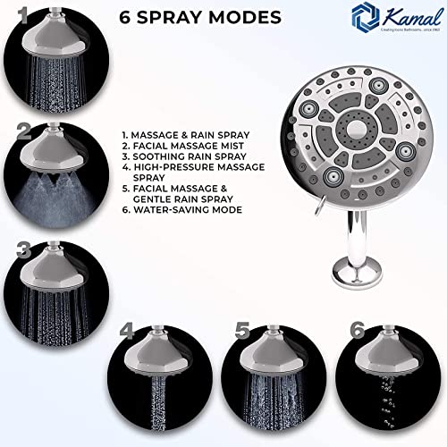 Kamal KAMAL Premium Overhead Shower Romano 6 Spray Modes | Durable ABS Plastic | 122 mm Size | Water Saving | Without Shower Arm - Image 3