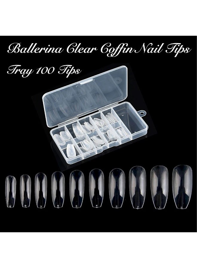 maya jewelry Acrylic French False nail Tips (Transparent) 100 PCS flase nails for women and girl - Image 4