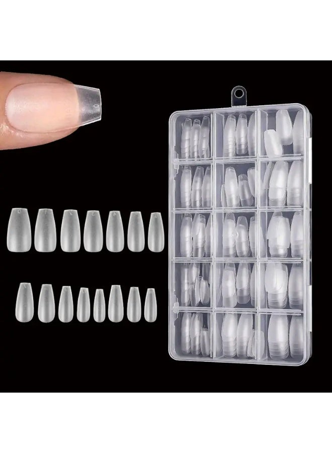 maya jewelry Acrylic French False nail Tips (Transparent) 100 PCS flase nails for women and girl - Image 3