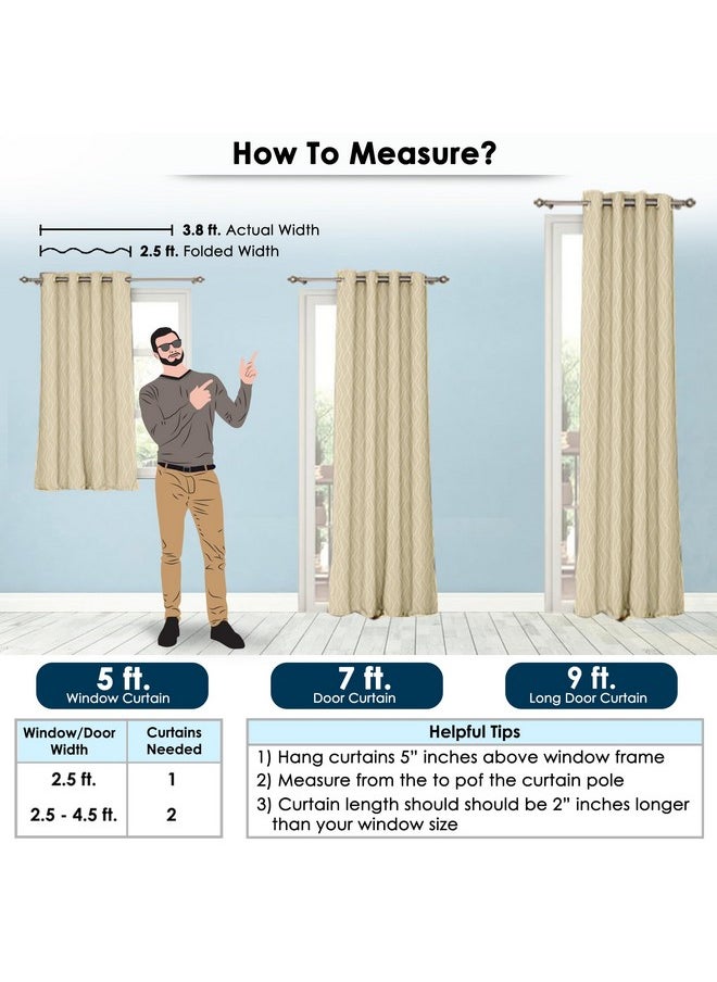 Story@Home Story@Home Blackout Door Curtains 7 Feet Long Set of 2 | Curvy Line Dot Design Door Curtain | Thermal Insulated Curtains | Room Darkening Curtains | Curtains for Living Room | (116 x 215 cm, Beige)  - Image 2