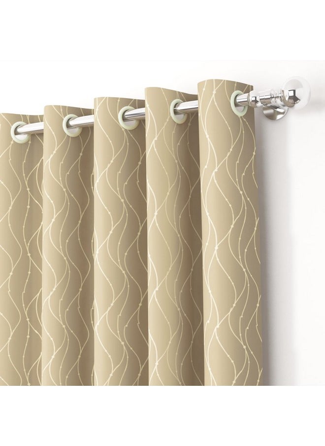 Story@Home Story@Home Blackout Door Curtains 7 Feet Long Set of 2 | Curvy Line Dot Design Door Curtain | Thermal Insulated Curtains | Room Darkening Curtains | Curtains for Living Room | (116 x 215 cm, Beige)  - Image 5