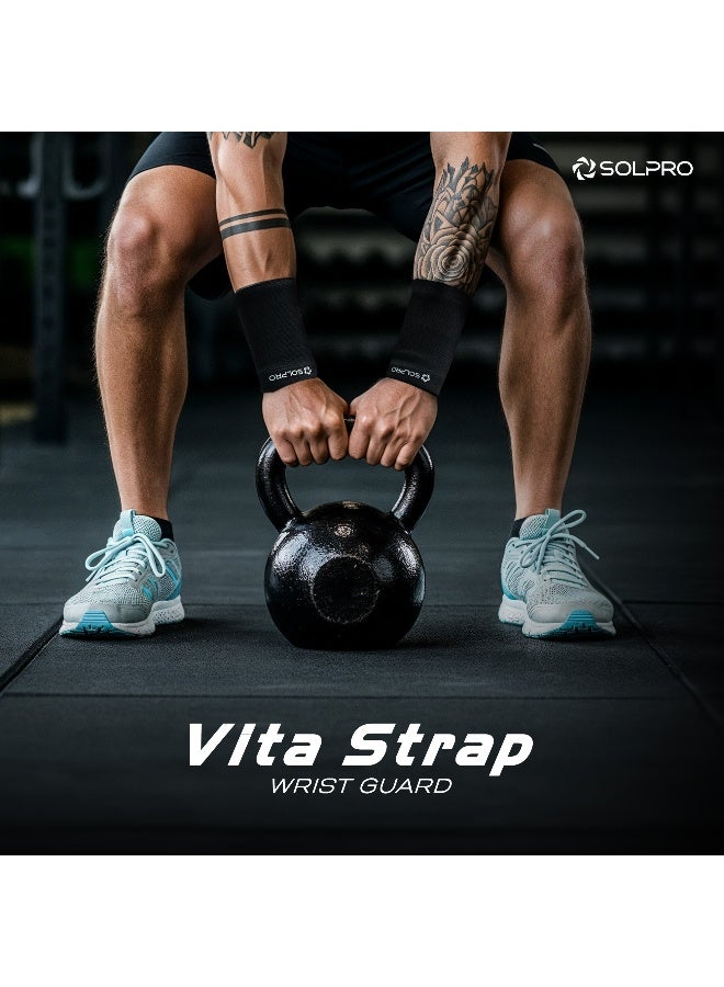 SOLPRO Vita Strap  Wrist Guard for Men & Women | Joint Stabiliser for All Sports, Gym & Rehab Workouts | Joint Pain Relief for Active Lifestyle Injury Recovery & Arthritis (Black) - Image 2