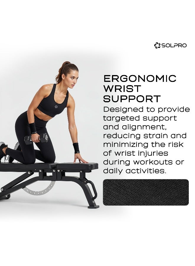 SOLPRO Vita Strap  Wrist Guard for Men & Women | Joint Stabiliser for All Sports, Gym & Rehab Workouts | Joint Pain Relief for Active Lifestyle Injury Recovery & Arthritis (Black) - Image 3