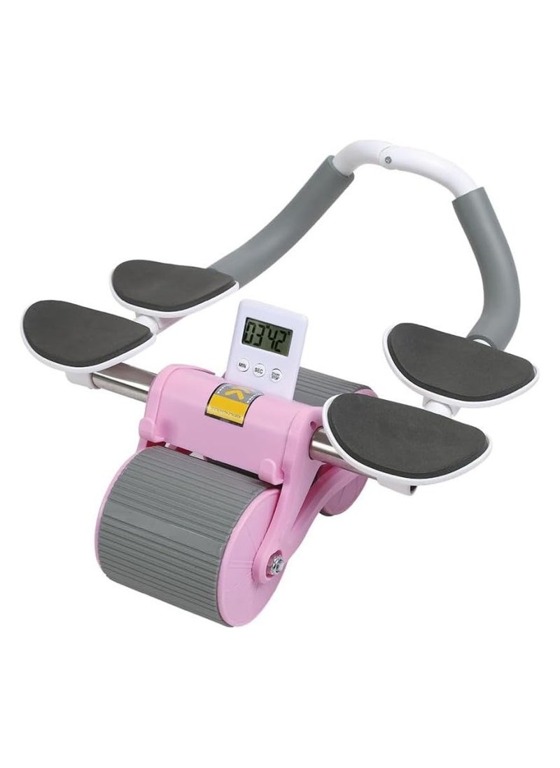 VIO Automatic Rebound Abdomen Wheel Healthy Abs Exercise Roller with Double Wheel Elbow Support Knee Pad Timer Core Strength Exercise Fitness Equipment for Home Gym Workout for Men Women  - Image 1
