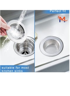 PAMEER 2 PCS Stainless Steel Kitchen Sink Strainer, Bathroom Drain Hair Catcher Strainer Basket for Kitchen Sink Bathroom Bathtub Wash Basin Floor Drain Balcony Drain Hole, Size 11.5 cm & 9 cm.  - Image 2