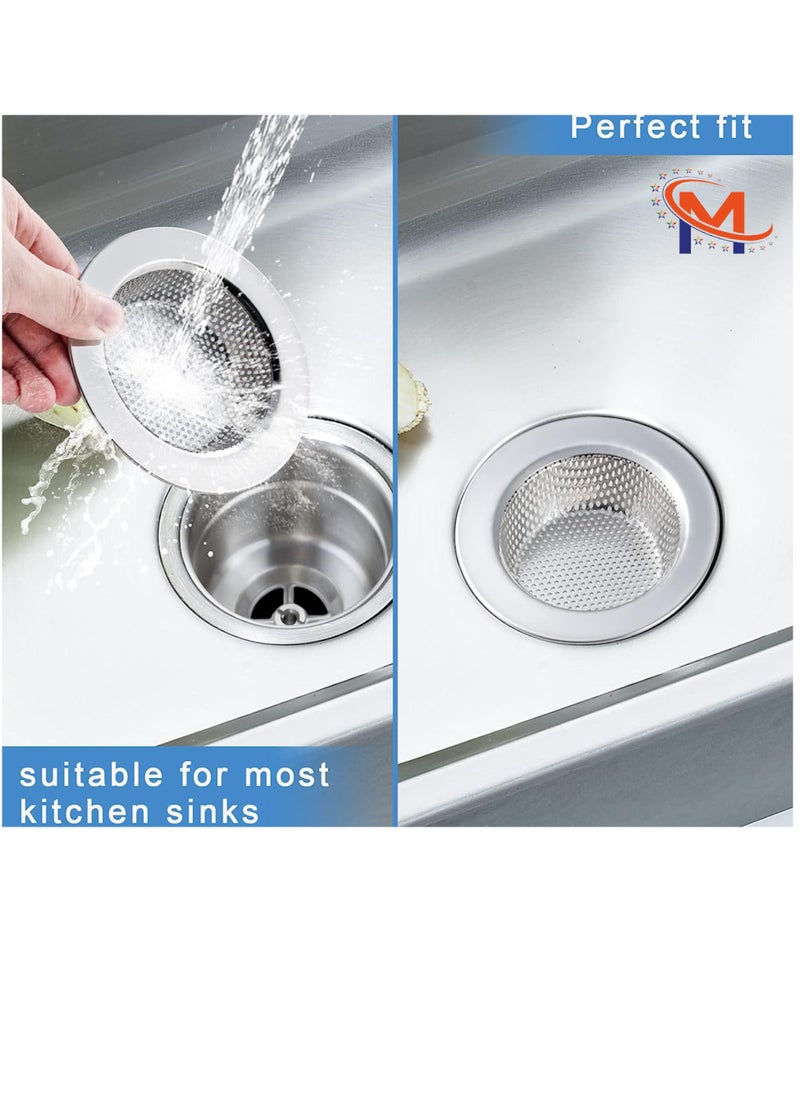 PAMEER 2 PCS Stainless Steel Kitchen Sink Strainer, Bathroom Drain Hair Catcher Strainer Basket for Kitchen Sink Bathroom Bathtub Wash Basin Floor Drain Balcony Drain Hole, Size 11.5 cm & 9 cm.  - Image 2
