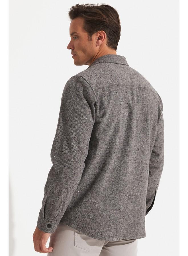 جون قميص رجالي بأزرار كبس مقاس عادي رمادي - Image 5