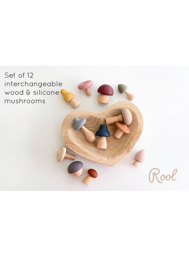 Rool ألعاب الفطر الخشبية للأطفال ألعاب الغابة تمثال فطر الحديقة مجموعة من 12 - Image 2