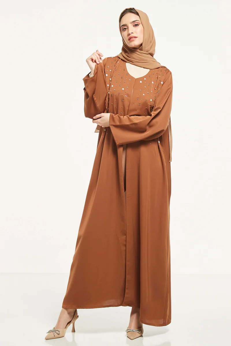 Moistreet Embellished Flared Sleeve Abaya