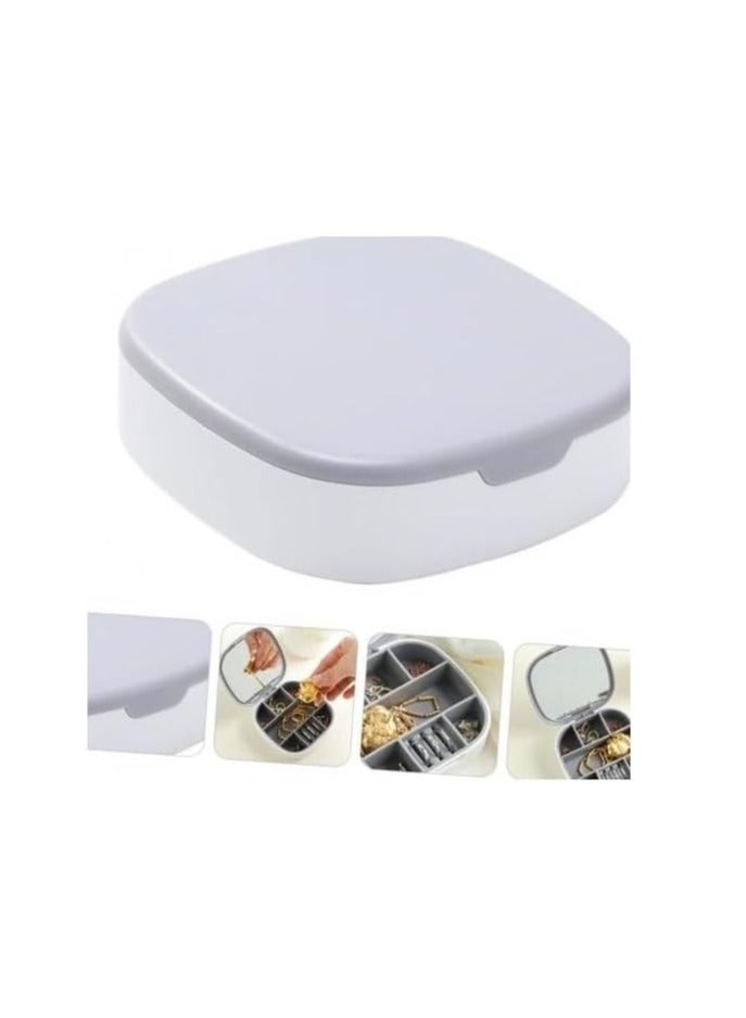 Small Jewellery Box, Travel Jeweller, For Earrings, Rings, Necklaces and Lipsticks, Small and Portable, Easy to Store When Traveling - grey  - Image 1
