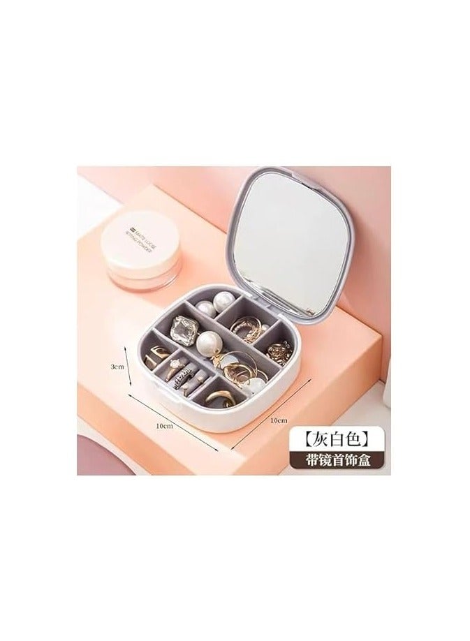 Small Jewellery Box, Travel Jeweller, For Earrings, Rings, Necklaces and Lipsticks, Small and Portable, Easy to Store When Traveling - grey  - Image 3