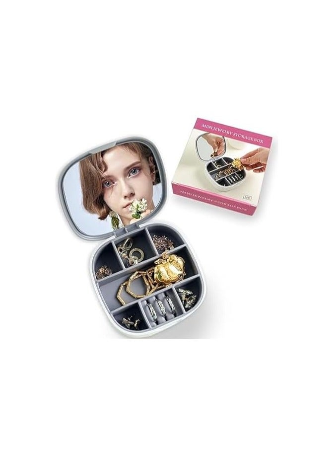 Small Jewellery Box, Travel Jeweller, For Earrings, Rings, Necklaces and Lipsticks, Small and Portable, Easy to Store When Traveling - grey  - Image 5