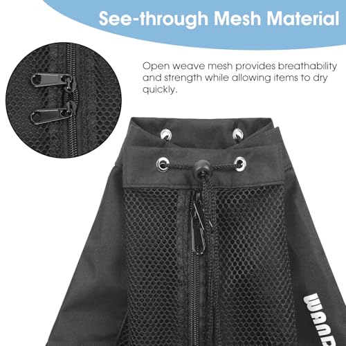 WANDF Swim Bag Mesh Drawstring Backpack Beach Backpack for Swimming, Gym, and Workout Gear(Black) - Image 5