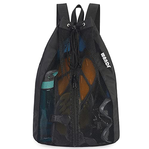 WANDF Swim Bag Mesh Drawstring Backpack Beach Backpack for Swimming, Gym, and Workout Gear(Black) - Image 1