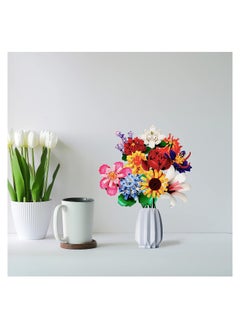 KASTWAVE Flower Bouquet Building Block Kit, Artificial Flowers Building Toys Creative Project, DIY Vase Building Blocks Rose Sunflower Lavender for DIY Home Decoartion  - Image 5