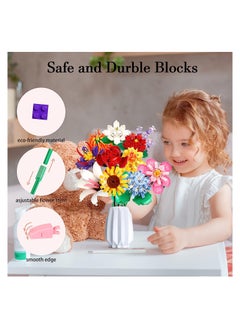 KASTWAVE Flower Bouquet Building Block Kit, Artificial Flowers Building Toys Creative Project, DIY Vase Building Blocks Rose Sunflower Lavender for DIY Home Decoartion  - Image 4