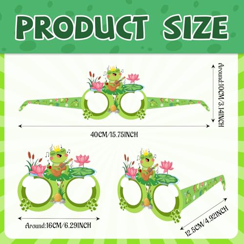 Lcnjscgo 24 PCS Frog Party Paper Eyeglasses Frog Party Favors Decorations Supplies Frog Birthday Party Decorations Gifts Photo Booth Props for Kids Boys Girls - Image 5
