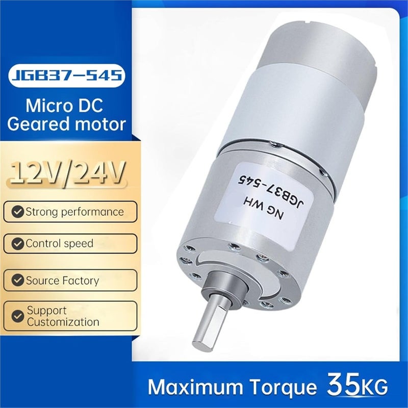 عزم دوران عالي 36 دورة في الدقيقة 24 فولت تيار مستمر محرك تروس كوكبية للأمام والخلف 35 كجم سم معدن - Image 3