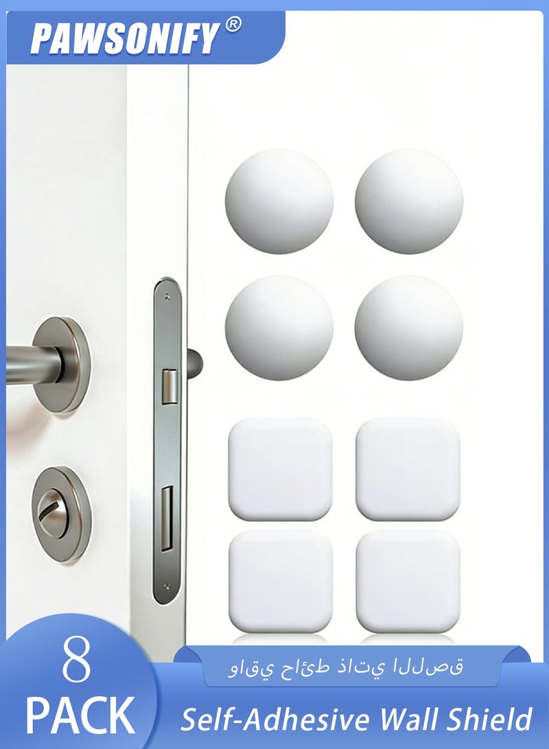 PAWSONIFY 8 Self-Adhesive Wall Shield, Door Handle Bumper Silencer for Home ＆ Office Walls (White) - Image 1