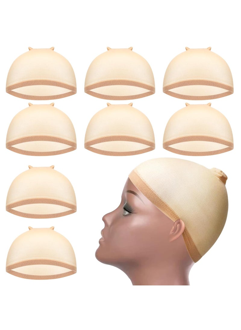 Goiple Goiple Wig Cap for Lace Front Wig Stretchy Nylon Wig Caps Wig Cap for Women Bold Cap for Men Lace Front Wig Skin Tone Stocking Cap for Wigs Nude Wig Cap 8 Pieces Light Brown 