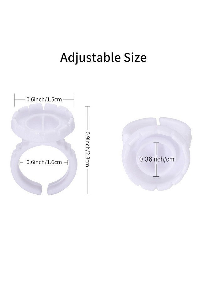 ميوفيو حلقات الغراء 100 قطعة حامل الغراء الذكي لتمديد الرموش، أكواب الغراء سهلة وسريعة لتقوية الرموش، أبيض - Image 2