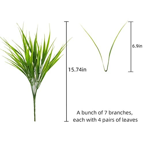 alyptus Artificial Grass Outdoor 12 Bundles Fake Plants Outside Green Onion Faux Greenery Shrubs for Front Porch Planters Pot Décor for Outdoors (Grass) - Image 2