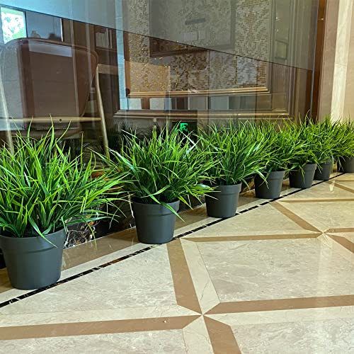 alyptus Artificial Grass Outdoor 12 Bundles Fake Plants Outside Green Onion Faux Greenery Shrubs for Front Porch Planters Pot Décor for Outdoors (Grass) - Image 5