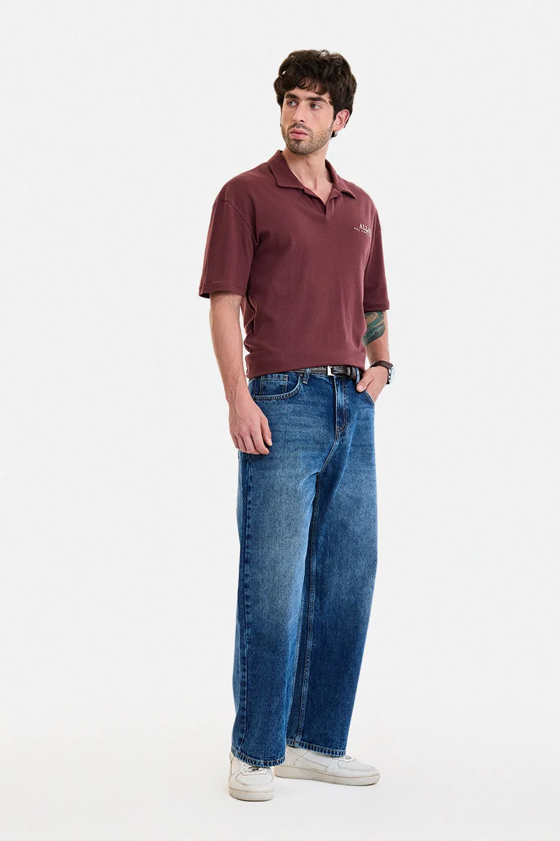 SNITCH Blue Blue Solid Wide Leg Streetwear Jeans for Men | Best Price UAE