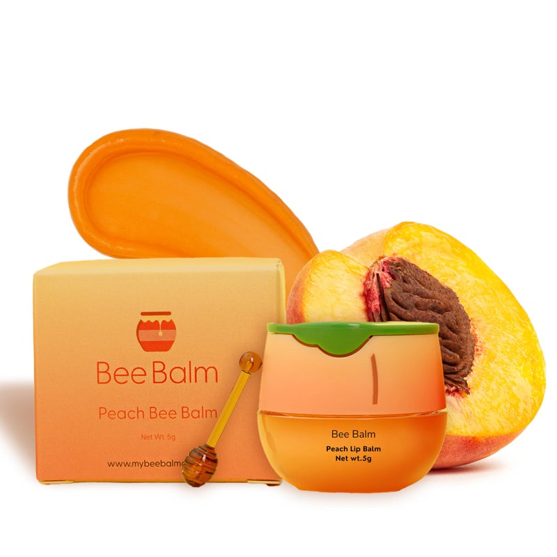 Bee Balm Original Bee Balm Lip Balm â€“ Peach Hydrating Lip Butter with Propolis & Honey, Lip Moisturizing Mask for Dry & Cracked Lips, Reduces Lip Lines with Beeswax & Vitamin E - Image 1