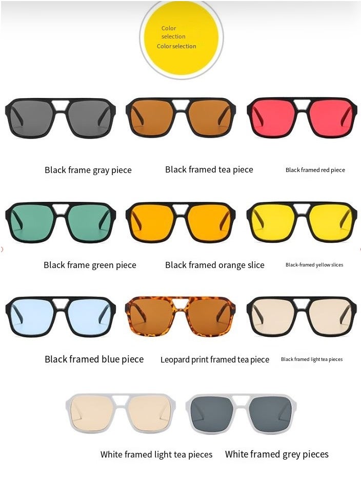 General Retro 70s Square Aviator Sunglasses Women Men Rectangular Sunglasses Flat Frame Fashion Sunglasses  - Image 5