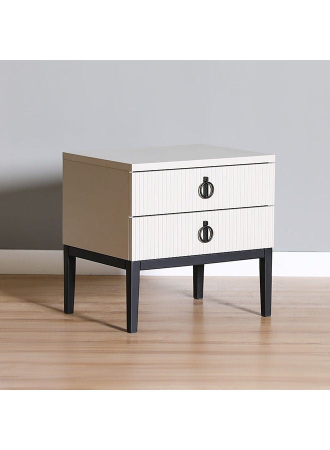 DANUBE HOME مجموعة Defne Night Stand من قطعتين من طاولات السرير متعددة الوظائف لتوفير المساحة وطاولة جانبية لتخزين الأثاث لغرفة النوم، الطول 60 × العرض 46 × الارتفاع 58 سم، كريمي/أسود  - Image 3