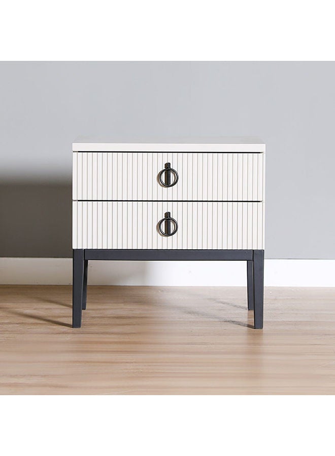 DANUBE HOME مجموعة Defne Night Stand من قطعتين من طاولات السرير متعددة الوظائف لتوفير المساحة وطاولة جانبية لتخزين الأثاث لغرفة النوم، الطول 60 × العرض 46 × الارتفاع 58 سم، كريمي/أسود  - Image 2