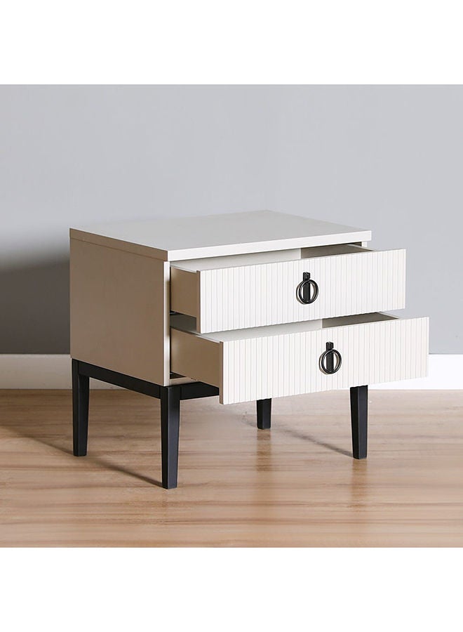 DANUBE HOME مجموعة Defne Night Stand من قطعتين من طاولات السرير متعددة الوظائف لتوفير المساحة وطاولة جانبية لتخزين الأثاث لغرفة النوم، الطول 60 × العرض 46 × الارتفاع 58 سم، كريمي/أسود  - Image 4