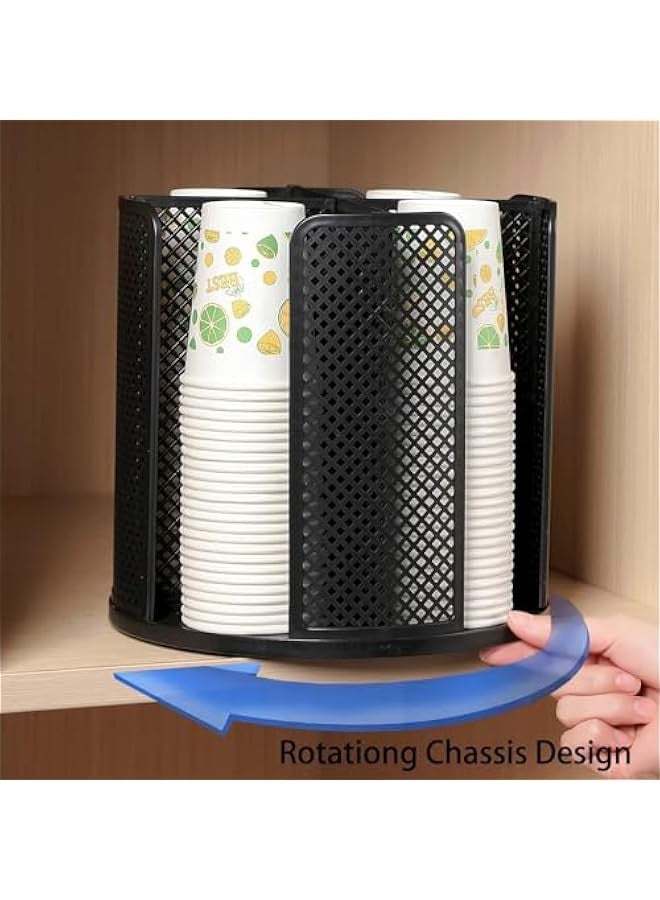 TRASSLE Coffee cup holder, rotatable cup and lid organizer box with 4 compartments, paper cup storage rack, coffee cup dispenser for office countertops, bathrooms, kitchens, coffee shops - Image 3