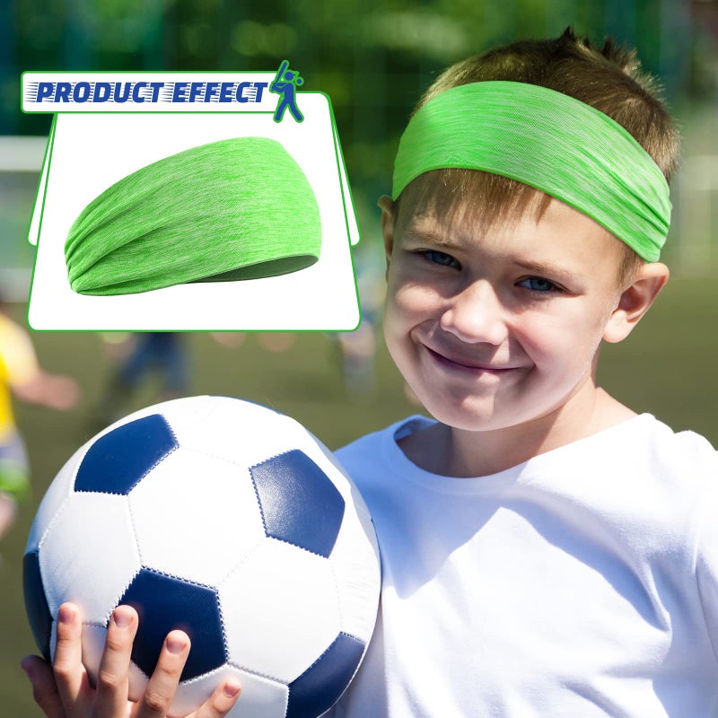 Zhanmai 12 Pieces 16 Inch Wicking Elastic Athletic Sweatband Headbands - Soft Hairbands for Sports, Toddlers, Boys and Girls (Dark Colors) - Image 4