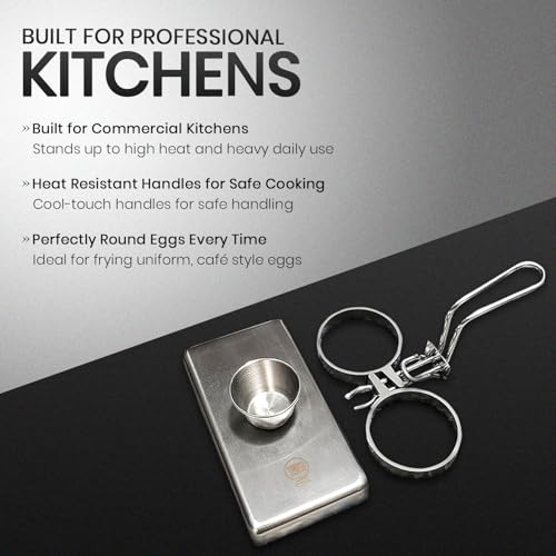 Rattleware Stainless Steel Egg Rings - Commercial-Grade, Even Cooking, Heat-Resistant Handle, Ideal for Frying Eggs - Durable & Trusted by Professional Chefs Worldwide (2 Ring Set) - Image 2